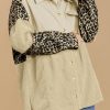 Beige Leopard Patchwork High Low Shirt Jacket