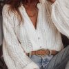 Elegant V-Neck Lace Blouse With Long Sleeves And Button Up Front