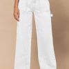 White High Waist Flap Pocket Wide-Leg Jeans