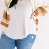 Beige Plus Size Striped Print Open Front Cardigan