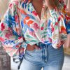 Multicolor Vibrant Floral Printed Billowy Sleeve Shirt