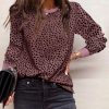 Animal Spotted Print Round Neck Long Sleeve Top