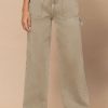 Khaki High Waist Flap Pocket Wide-Leg Jeans