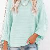 Green Exposed Seam Ribbed Knit Dolman Top