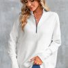 Women's White Oversized Quarter-Zip Pullover Sweatshirt