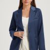 Blue Pocketed Single Button Lapel Neck Blazer