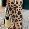 Leopard Drawstring Wide Leg Casual Pants