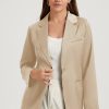 Apricot Pocketed Single Button Lapel Neck Blazer