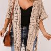 Apricot Loose Knitwear Kimono With Slits