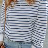 Stripe Printed Plus SIze Long Sleeve Top