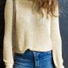 Apricot Raglan Sleeve Crewneck Casual Sweater