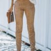 Khaki High Waist Faux Suede Skinny Leggings