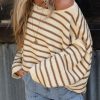 Yellow Striped Drop Shoulder Oversized Sweater