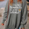 Gray Slogan Print Side Split Oversized Sweatshirt