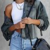 Gray Patchwork Buttoned Jacket With Exposed Seams And Raw Hemline