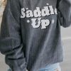 Women's Gray Saddle Up Corded Graphic Sweatshirt