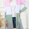 Multicolor Color Block Casual Duster Cardigan With Convenient Pockets