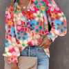 Multicolor Floral Print Bubble Sleeve Shirt