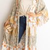 Multicolor Wide Sleeve Mixed Floral Print Long Kimono