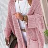 Pink Oversized Fold Over Sleeve Sweater Cardigan