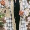 Women's Khaki Distressed Plaid Patchwork Denim Jacket