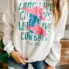 Women's White LONG LIVE COWBOY WILD WEST Graphic Sweatshirt - Trendy Design, Versatile Style