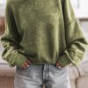 Green Drop Shoulder Crew Neck Pullover Sweatshirt