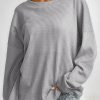 Women's Casual Gray V Cut Drawstring Back Waffle Knit Long Sleeve Top