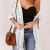 White Loose Knitwear Kimono With Slits