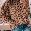 Brown Animal Print Stitching Loose Long Sleeve Top