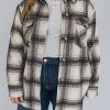 Women's Black Plus Size Brushed Plaid Flap Pocket Shacket