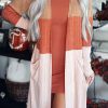 Orange Colorblock Pocketed Long Sleeve Cardigan