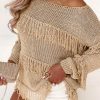 Khaki Boho Tasseled Knitted Sweater