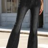 Black Exposed Seam Split Flare Jeans