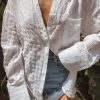 White Crinkled Plaid Textured Shirt