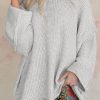 Beige Slouchy Textured Knit Loose Sweater