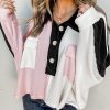 Women's Effortlessly Stylish Multicolor Colorblock Flap Pockets Henley Collared Top