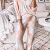 Multicolor Tie Dye Print V Neck High Waist Lounge Set