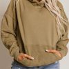 Women's Khaki Kangaroo Pocket Boyfriend Hoodie