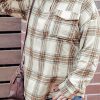 Beige Plus Size Plaid Half-Zipper Sweatshirt With Chest Pocket