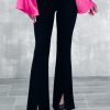 Black Split Front Flare Bottom Pants