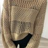 Khaki Solid Color Hollow Out Knitted Sweater