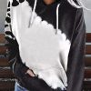 Black Cow Tie Dye Print Pocketed Drawstring Pullover Hoodie