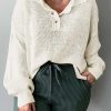 Beige Plus Size Polo Sweater