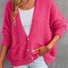 Women's Rosy Button Front Pocketed Sweater Cardigan