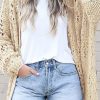 Apricot Casual Hollowed Knit Dolman Sleeve Cardigan