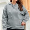 Women's Gray Quilted Plus Size Hoodie With Kangaroo Pockets