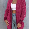 Women's Casual Rose Plaid Knitted Long Open Front Cardigan