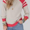 Women's Apricot Color Block Raglan Long Sleeve Top