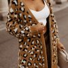 Women's Brown Leopard Print Fur Cardigan